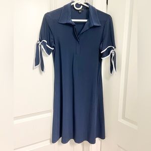 Navy tie sleeve dress